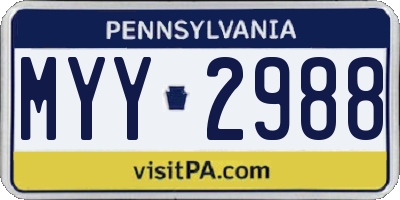 PA license plate MYY2988