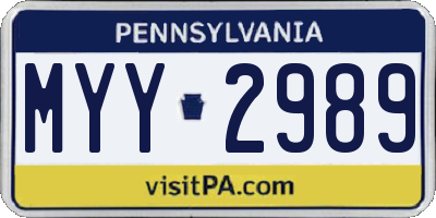 PA license plate MYY2989