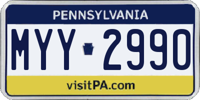PA license plate MYY2990