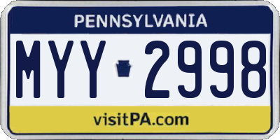 PA license plate MYY2998