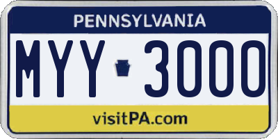 PA license plate MYY3000