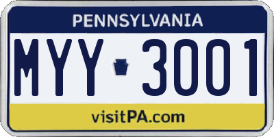 PA license plate MYY3001