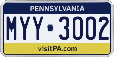 PA license plate MYY3002
