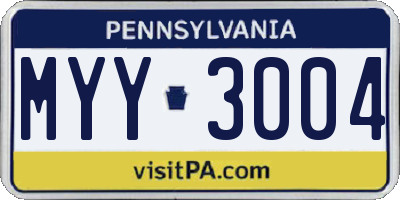 PA license plate MYY3004