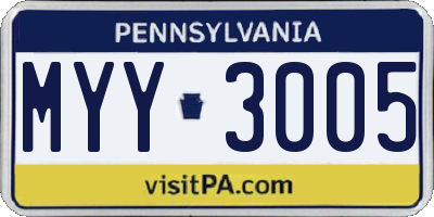 PA license plate MYY3005