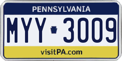 PA license plate MYY3009