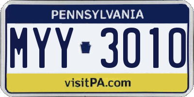 PA license plate MYY3010
