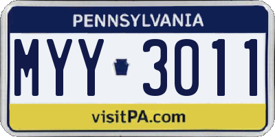PA license plate MYY3011