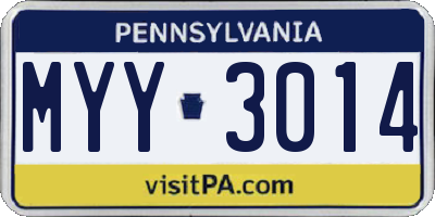 PA license plate MYY3014