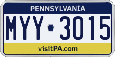 PA license plate MYY3015