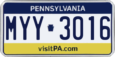 PA license plate MYY3016
