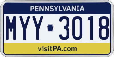 PA license plate MYY3018