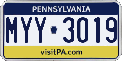 PA license plate MYY3019