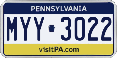 PA license plate MYY3022