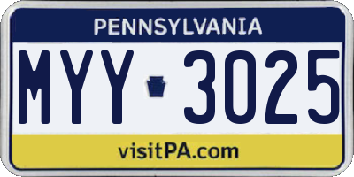 PA license plate MYY3025