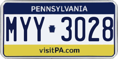 PA license plate MYY3028