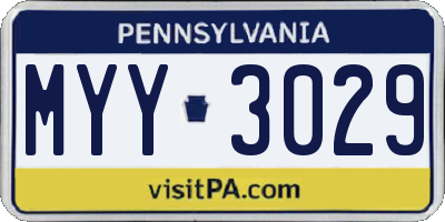 PA license plate MYY3029