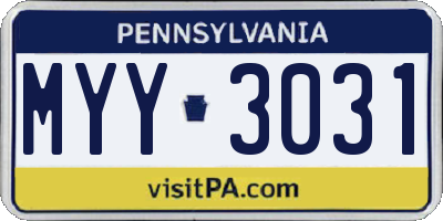 PA license plate MYY3031