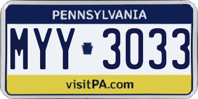 PA license plate MYY3033