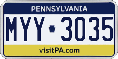 PA license plate MYY3035