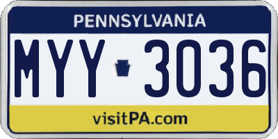 PA license plate MYY3036