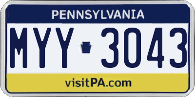 PA license plate MYY3043