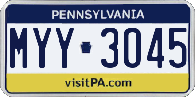 PA license plate MYY3045