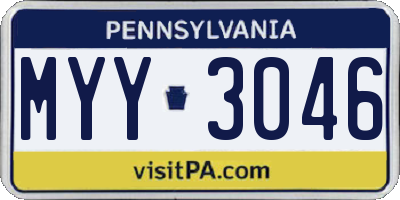 PA license plate MYY3046