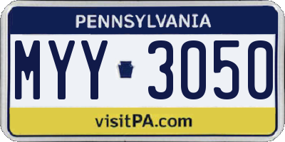 PA license plate MYY3050