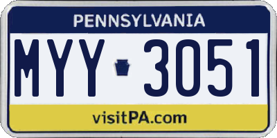PA license plate MYY3051