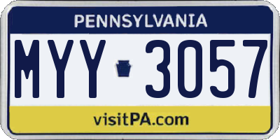 PA license plate MYY3057
