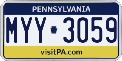 PA license plate MYY3059