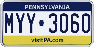 PA license plate MYY3060