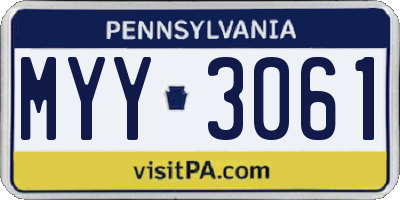 PA license plate MYY3061