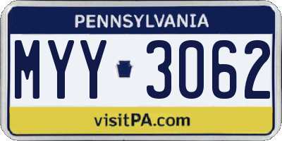 PA license plate MYY3062