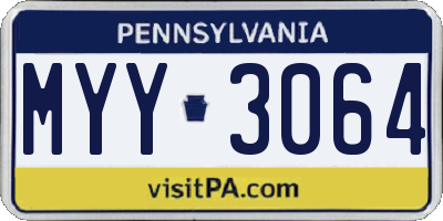 PA license plate MYY3064