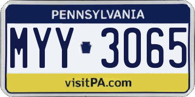 PA license plate MYY3065