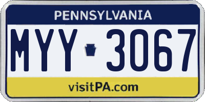 PA license plate MYY3067