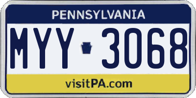 PA license plate MYY3068