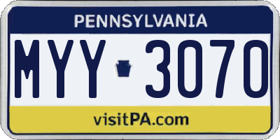 PA license plate MYY3070