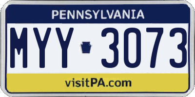 PA license plate MYY3073
