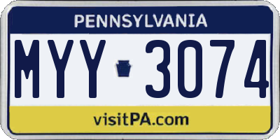 PA license plate MYY3074