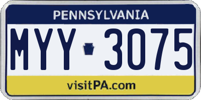 PA license plate MYY3075