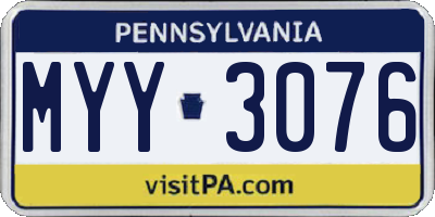 PA license plate MYY3076
