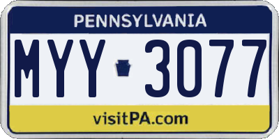 PA license plate MYY3077