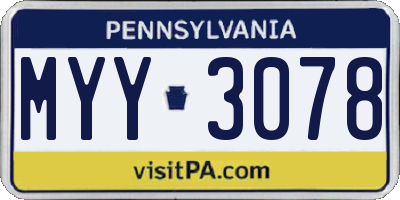 PA license plate MYY3078