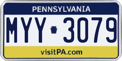 PA license plate MYY3079
