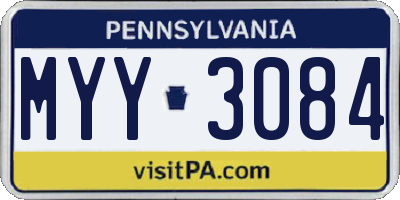 PA license plate MYY3084