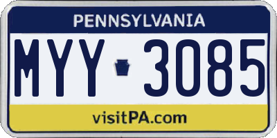 PA license plate MYY3085