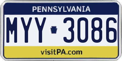 PA license plate MYY3086
